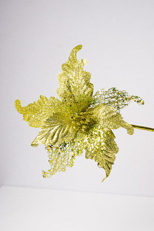 10" Poinsettia Glitter Net Green/Green