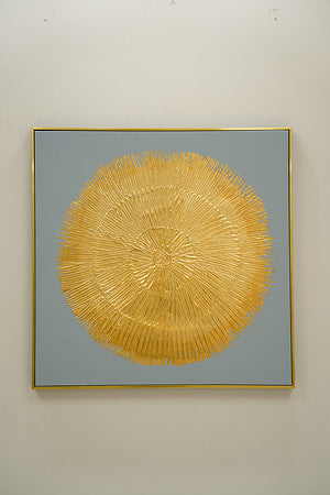 32" X 32" SILVER CIRCLE SILVER FOIL/SILVER FRAME