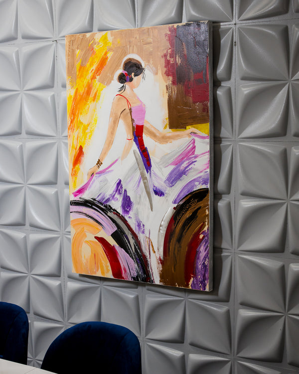 21"x29"Lady with Hat Art/ Silver Color Frame