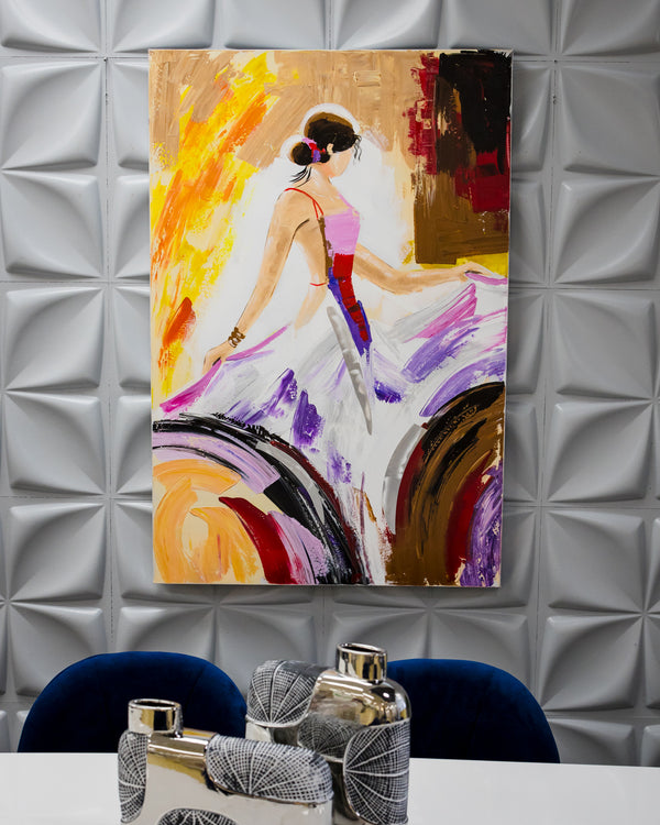 21"x29"Lady with Hat Art/ Silver Color Frame
